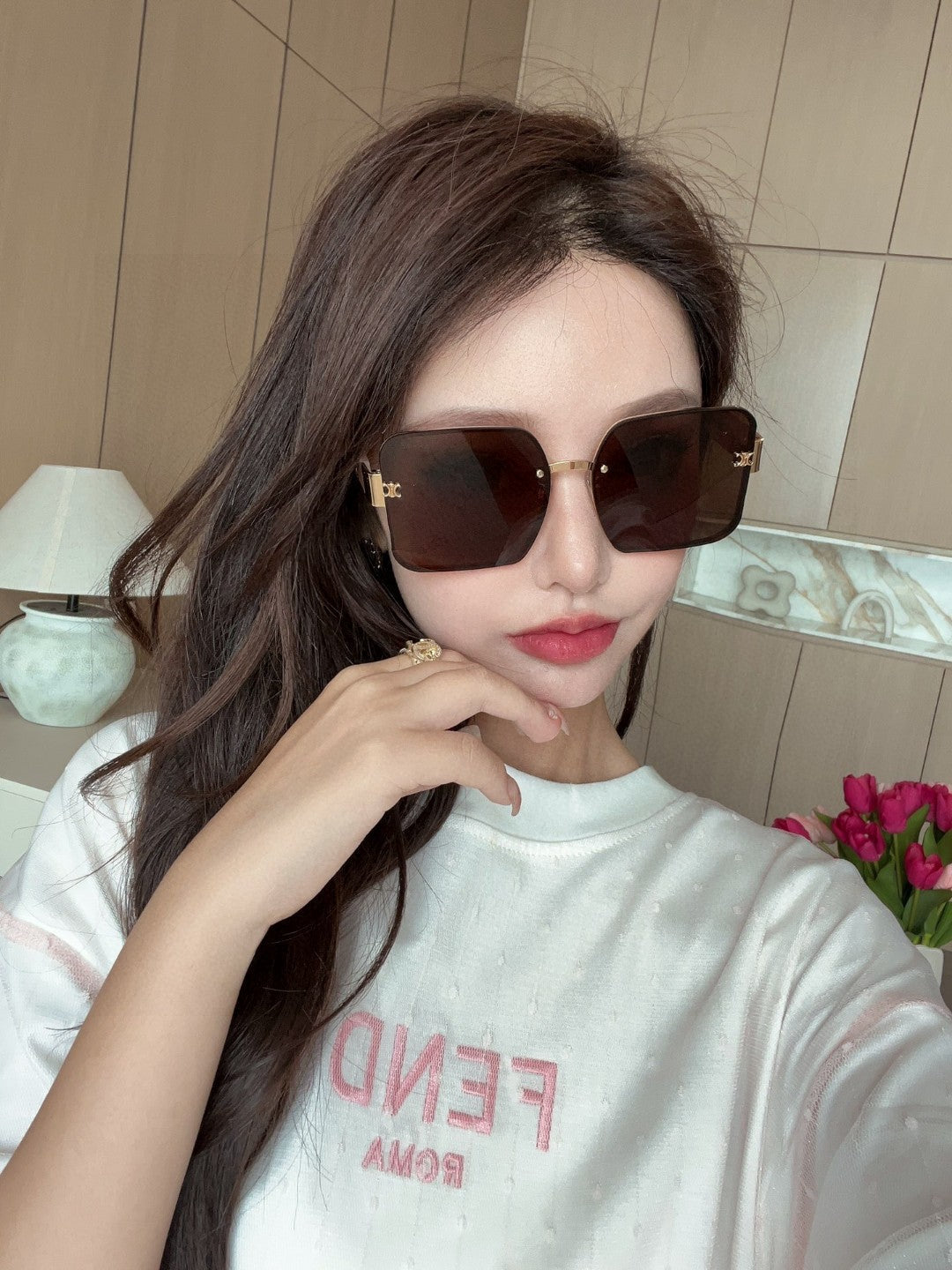 TRIOMPHE SQUARE SUNGLASSES 552781 IN HAVANA ACETATE