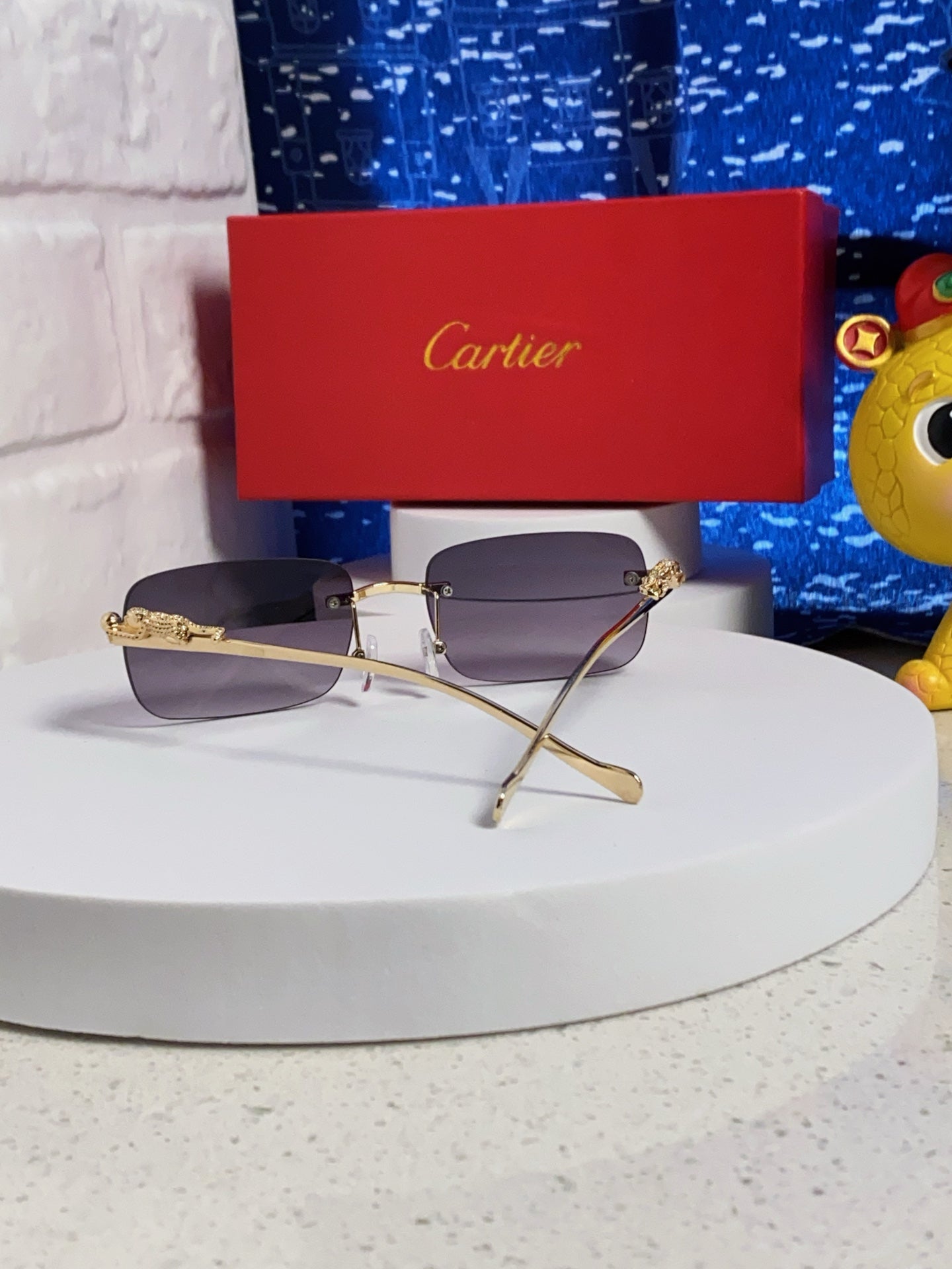 PANTHÈRE RECTANGULAR FRAME SUNGLASSES 567503 IN METAL