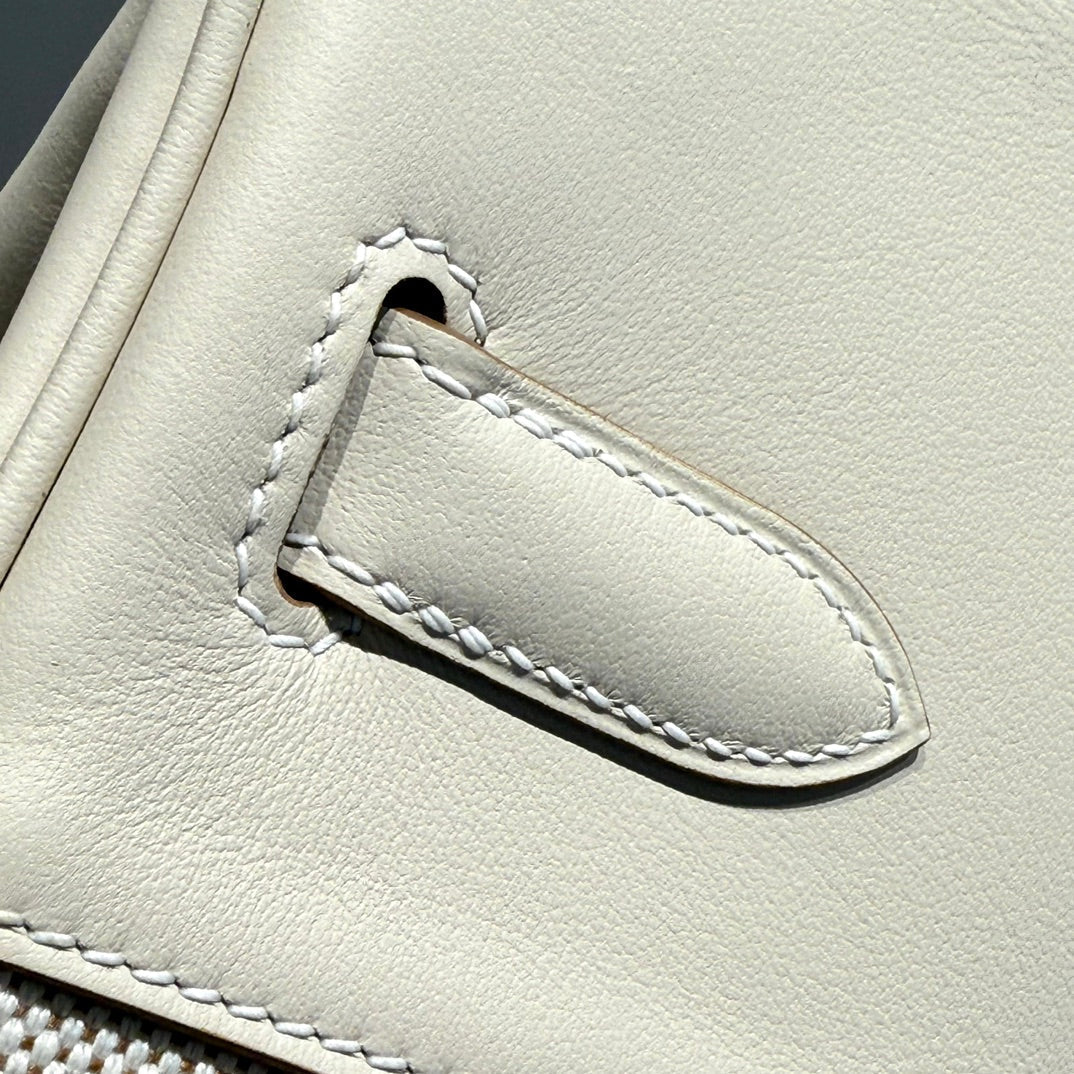 HM Birkin 25 Milkshake White Canvas with Swift Leather Silver Hardware 237310