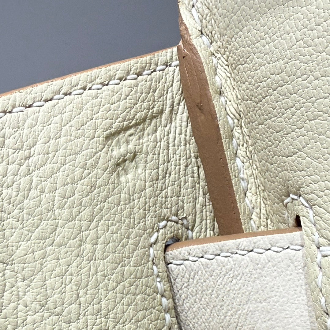 HM Birkin 25 Milkshake White Canvas with Swift Leather Silver Hardware 237310