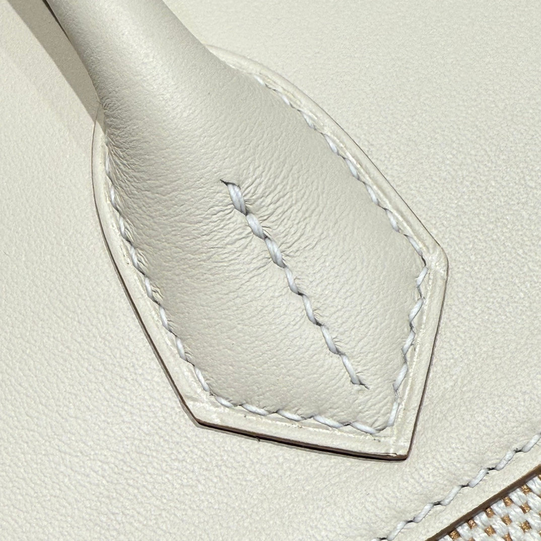 HM Birkin 25 Milkshake White Canvas with Swift Leather Silver Hardware 237310