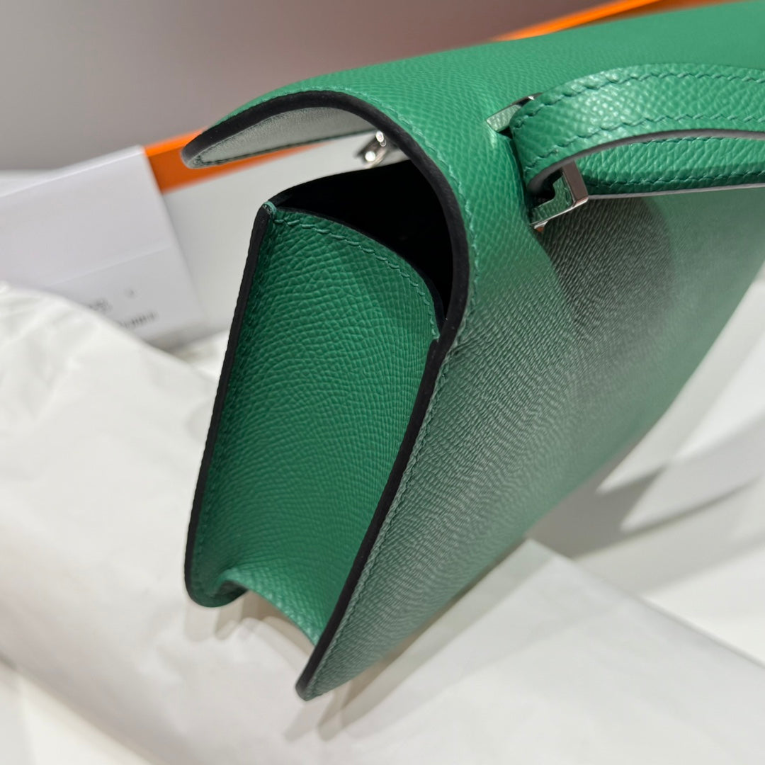 HM Constance Elan 24cm Bag Dark Green Epsom Leather Silver Hardware