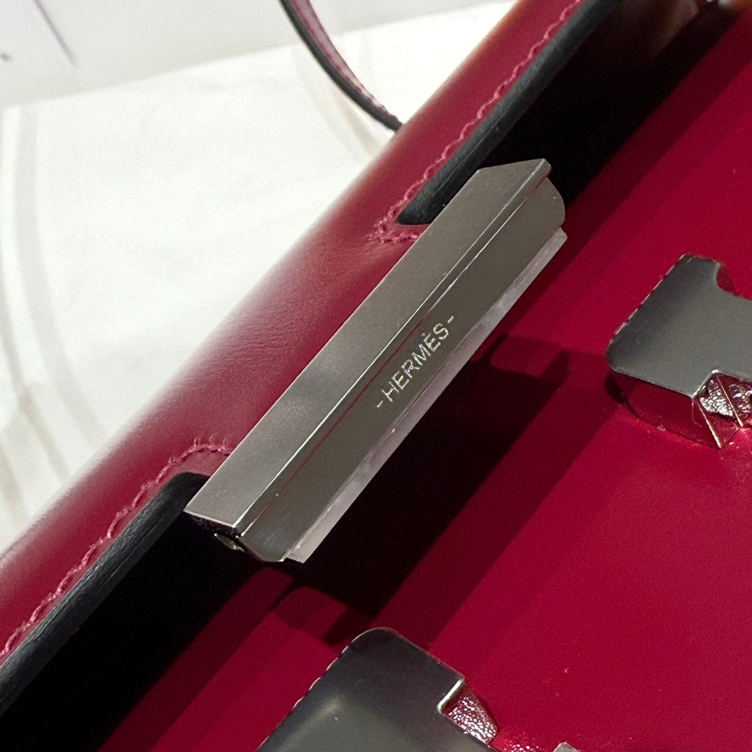 HM Constance Elan 24cm Bag Burgundy Box Calfskin Silver Hardware