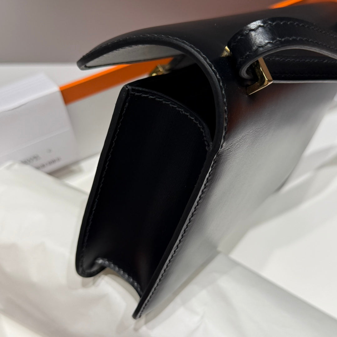 HM Constance Elan 24cm Bag Black Box Calfskin Gold Hardware