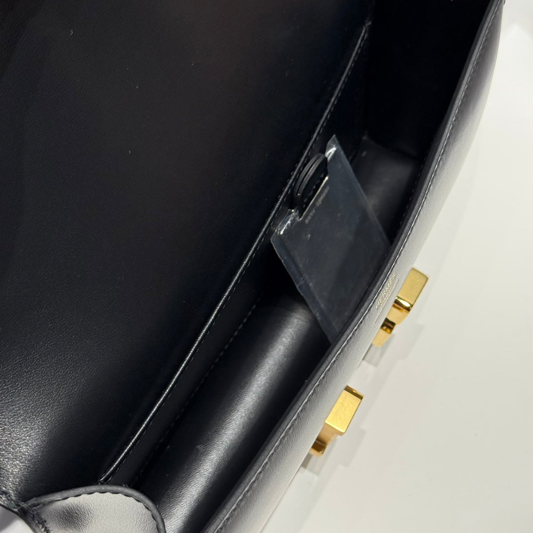 HM Constance Elan 24cm Bag Black Box Calfskin Gold Hardware