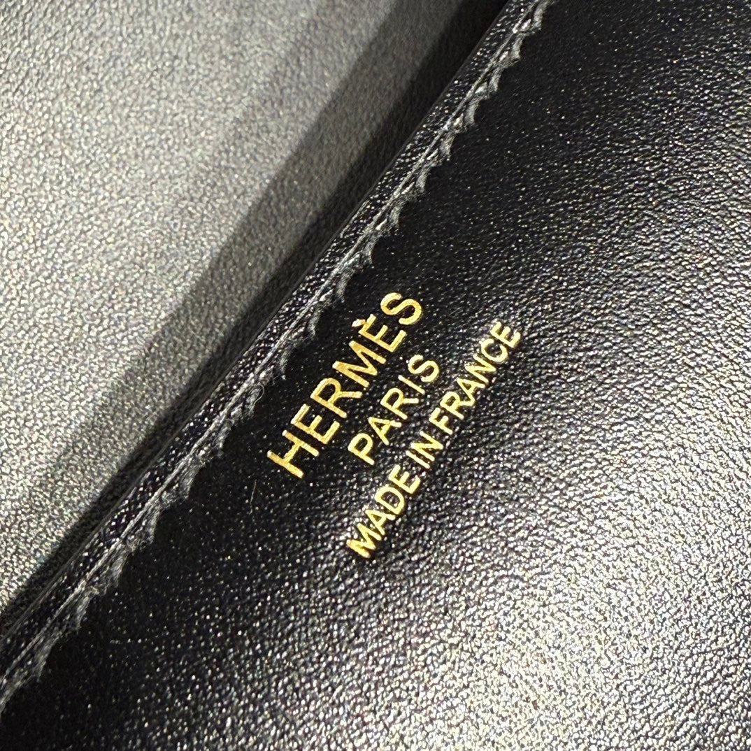 HM Constance Elan 24cm Bag Black Box Calfskin Gold Hardware