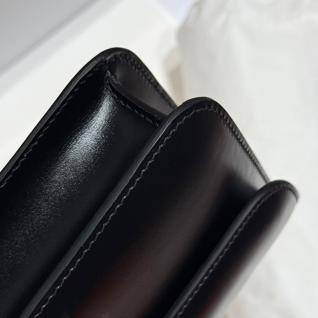 HM Constance Elan 24cm Bag Black Box Calfskin Silver Hardware