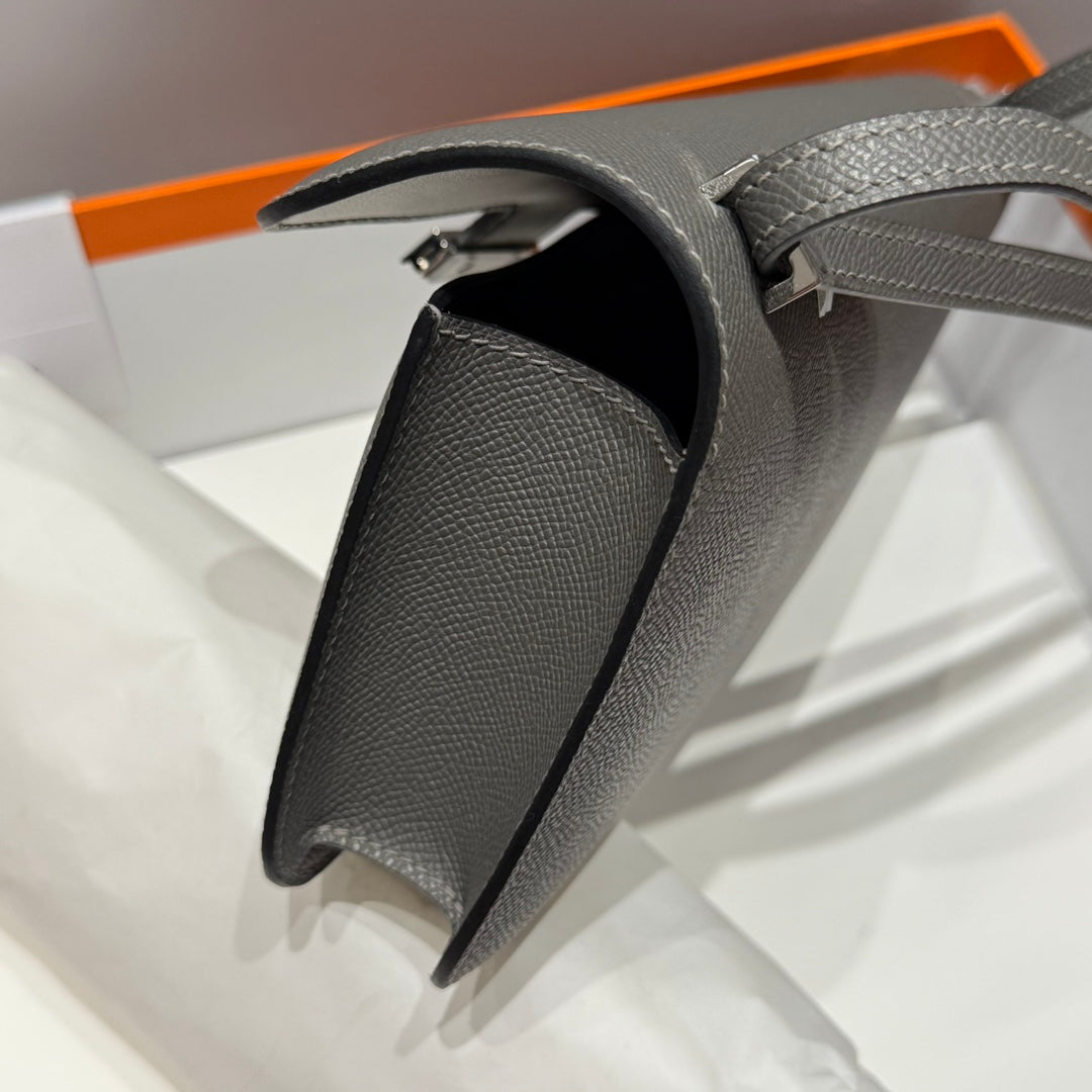 HM Constance Elan 24cm Bag Dark Grey Epsom Leather Silver Hardware