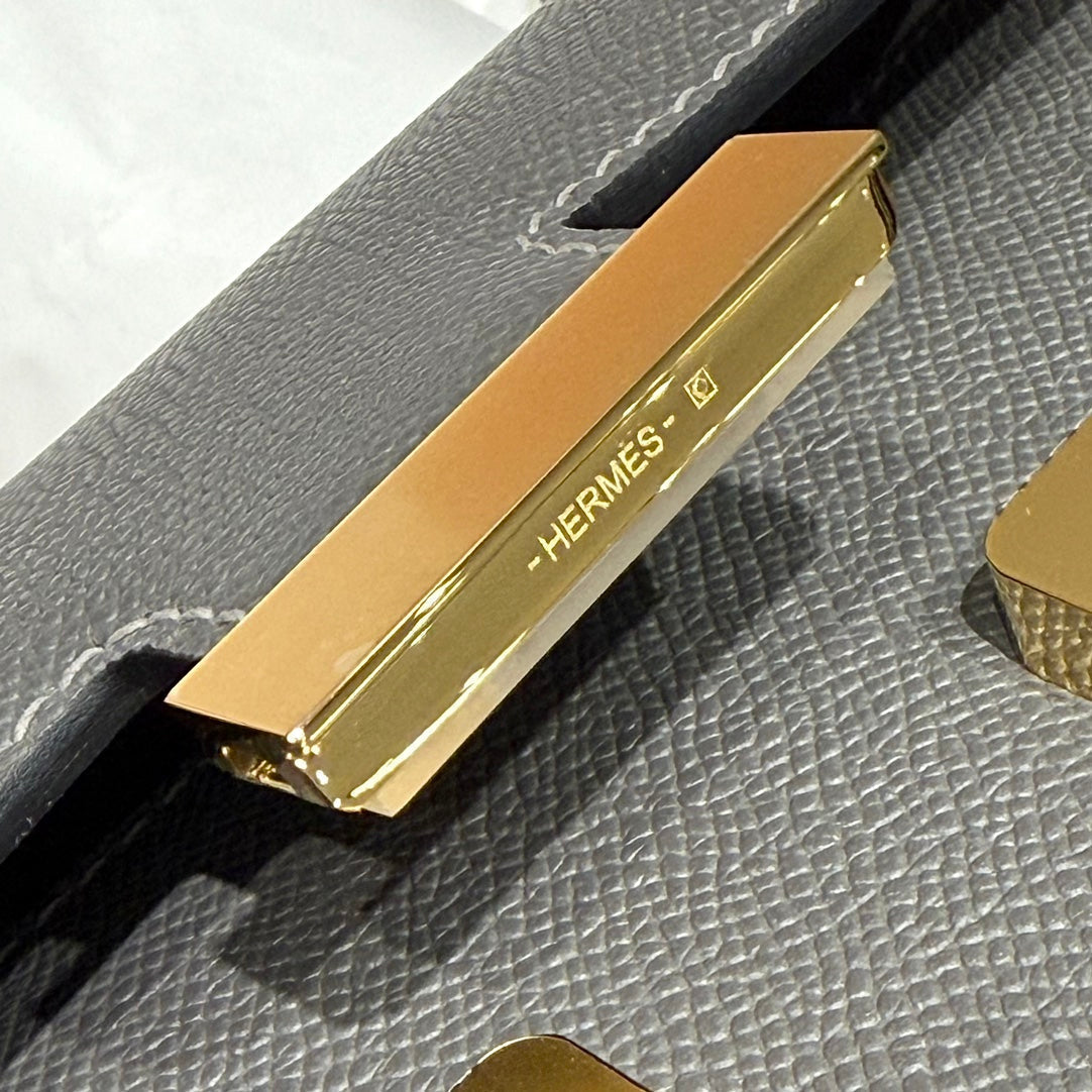 HM Constance Elan 24cm Bag Dark Grey Epsom Leather Gold Hardware