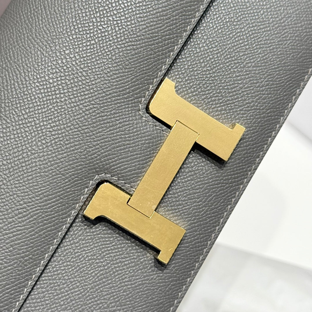 HM Constance Elan 24cm Bag Dark Grey Epsom Leather Gold Hardware