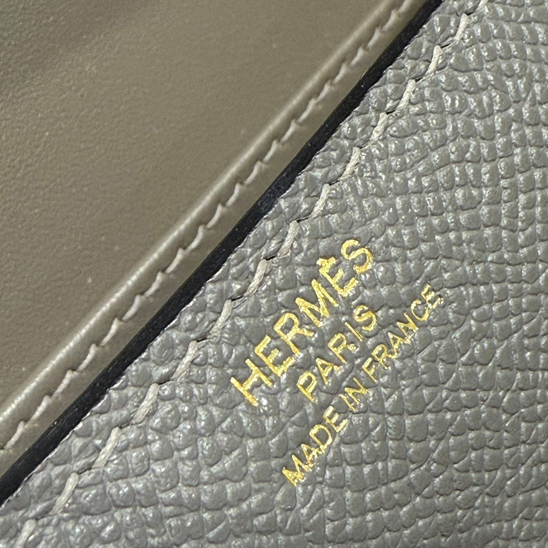 HM Constance Elan 24cm Bag Dark Grey Epsom Leather Gold Hardware