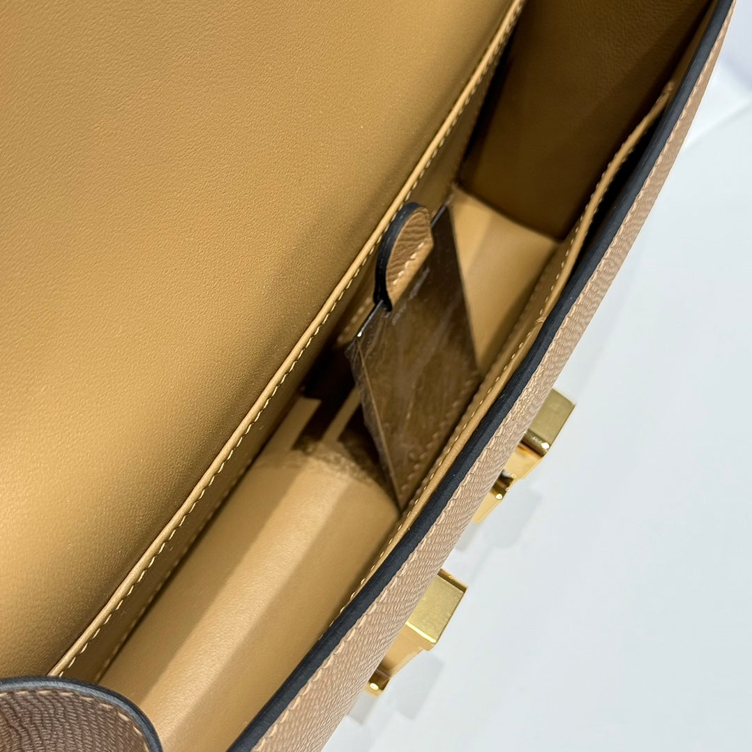 HM Constance Elan 24cm Bag Brown Epsom Leather Gold Hardware