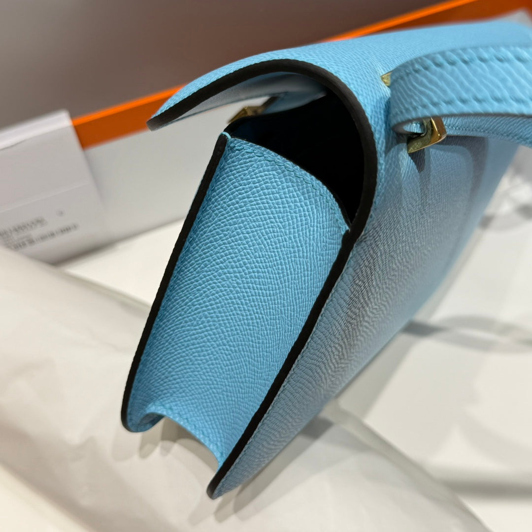 HM Constance Elan 24cm Bag Cloud Blue Epsom Leather Gold Hardware