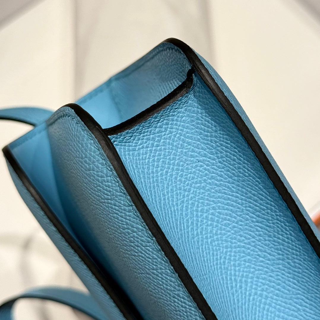 HM Constance Elan 24cm Bag Cloud Blue Epsom Leather Silver Hardware