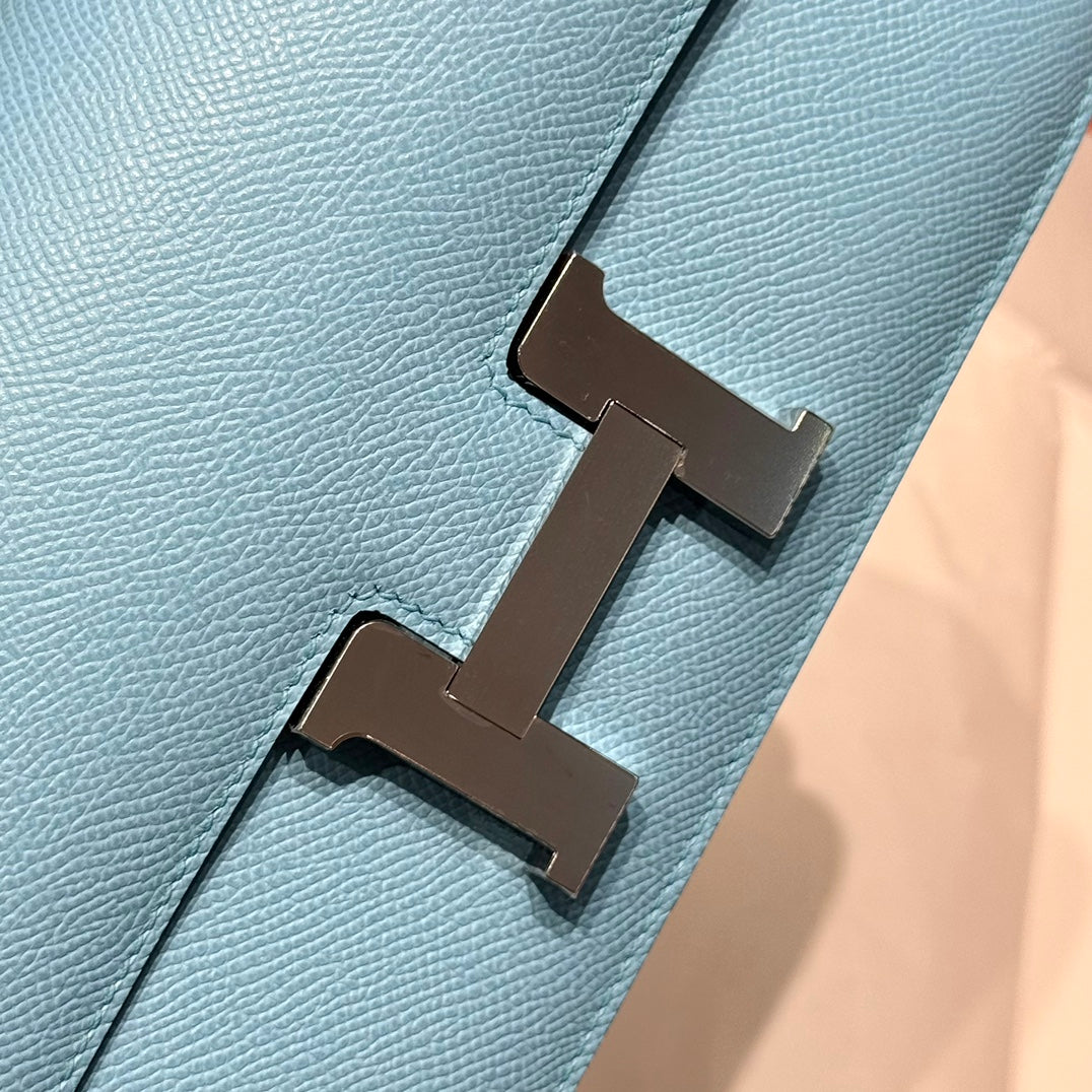 HM Constance Elan 24cm Bag Cloud Blue Epsom Leather Silver Hardware