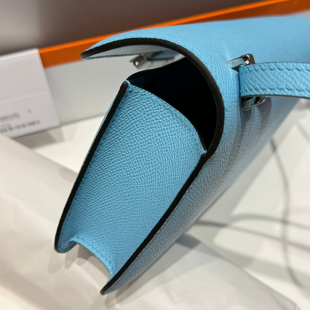 HM Constance Elan 24cm Bag Cloud Blue Epsom Leather Silver Hardware