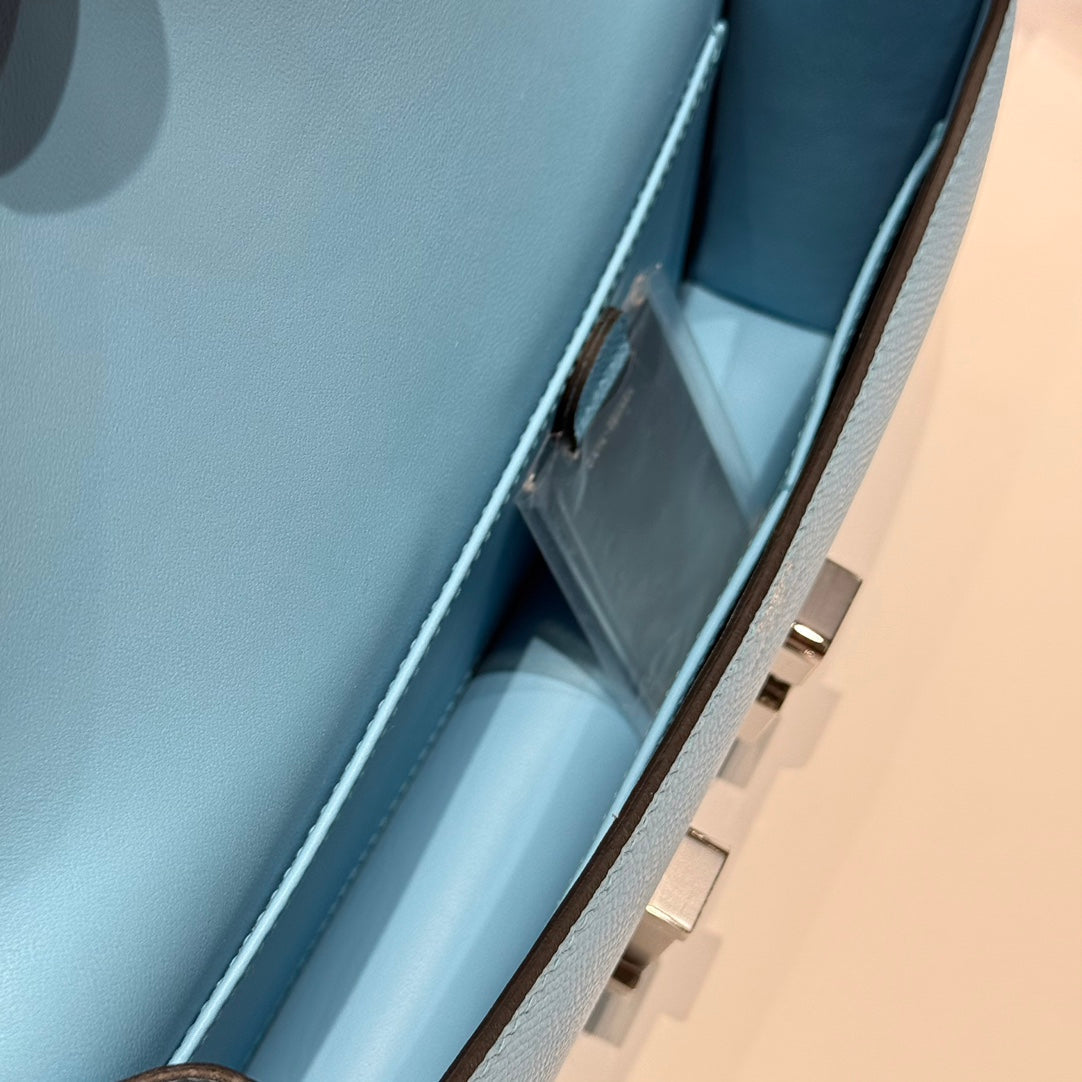 HM Constance Elan 24cm Bag Cloud Blue Epsom Leather Silver Hardware