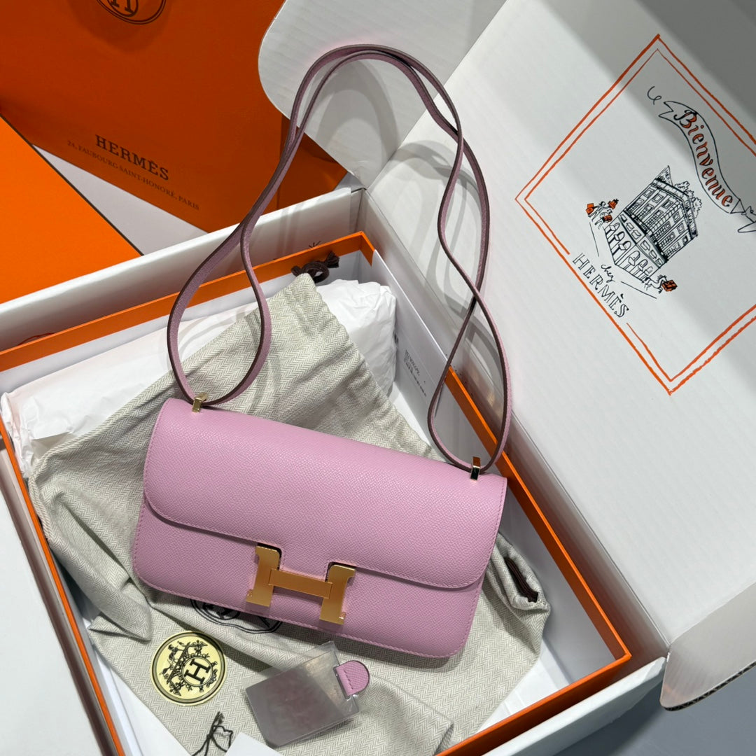 HM Constance Elan 24cm Bag Light Pink Epsom Leather Gold Hardware