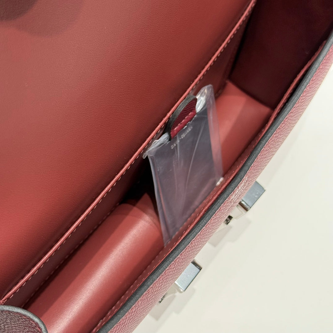 HM Constance Elan 24cm Bag Burgundy Epsom Leather Silver Hardware