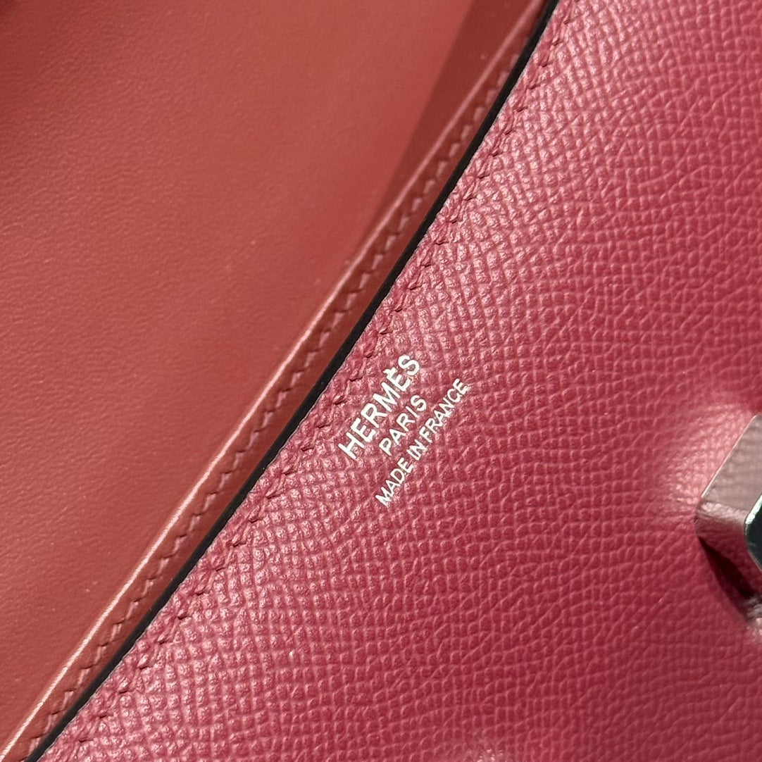HM Constance Elan 24cm Bag Burgundy Epsom Leather Silver Hardware