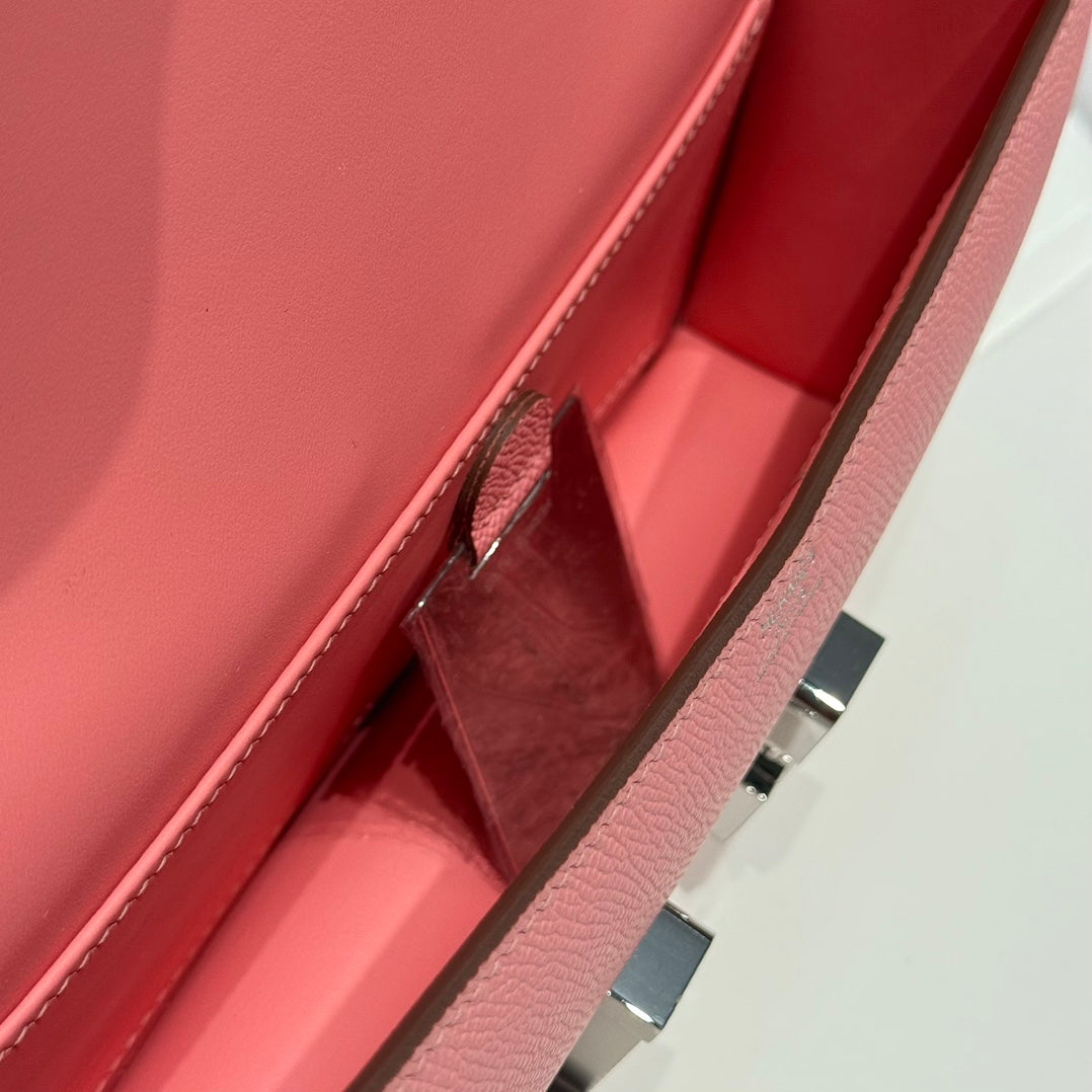 HM Constance Elan 24cm Bag Pink Epsom Leather Silver Hardware