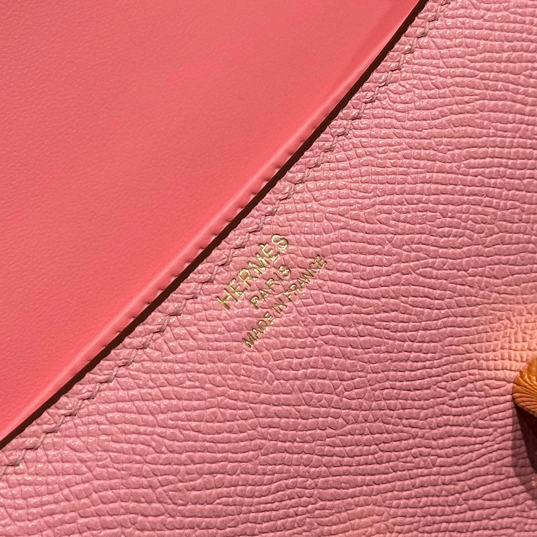 HM Constance Elan 24cm Bag Pink Epsom Leather Gold Hardware