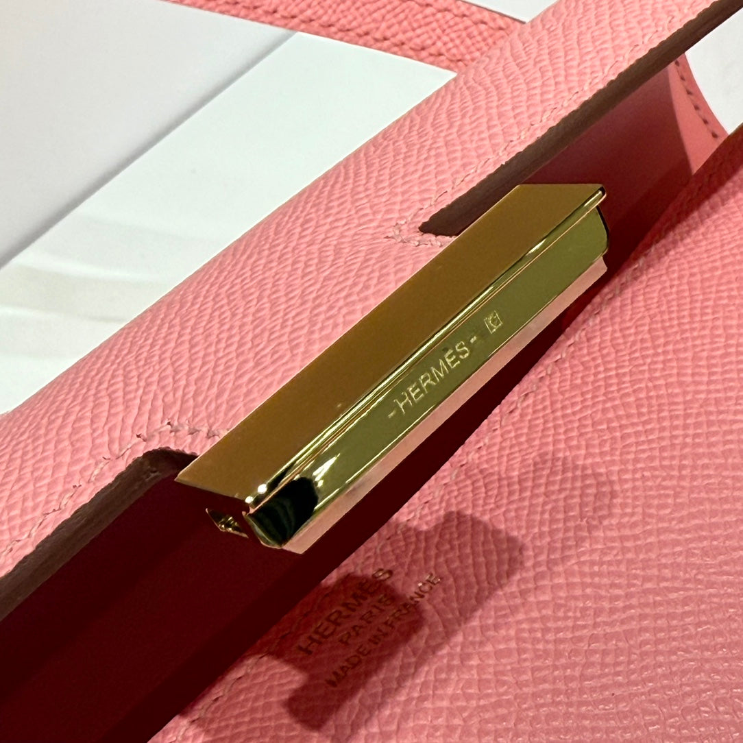 HM Constance Elan 24cm Bag Pink Epsom Leather Gold Hardware