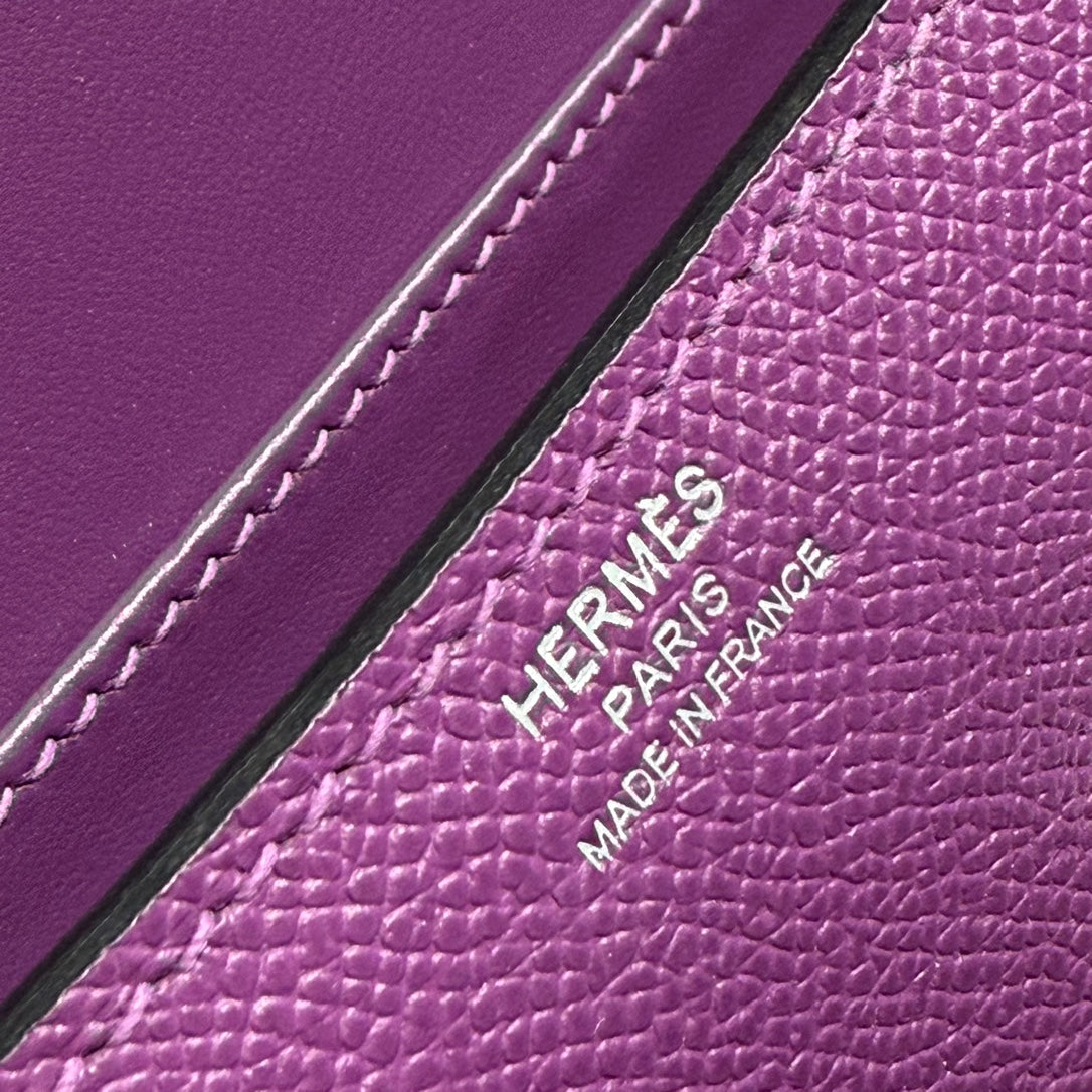 HM Constance Elan 24cm Bag Purple Epsom Leather Silver Hardware