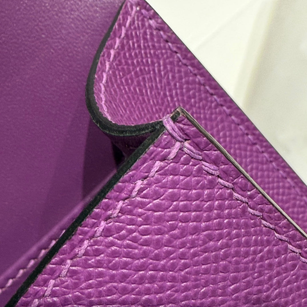 HM Constance Elan 24cm Bag Purple Epsom Leather Silver Hardware