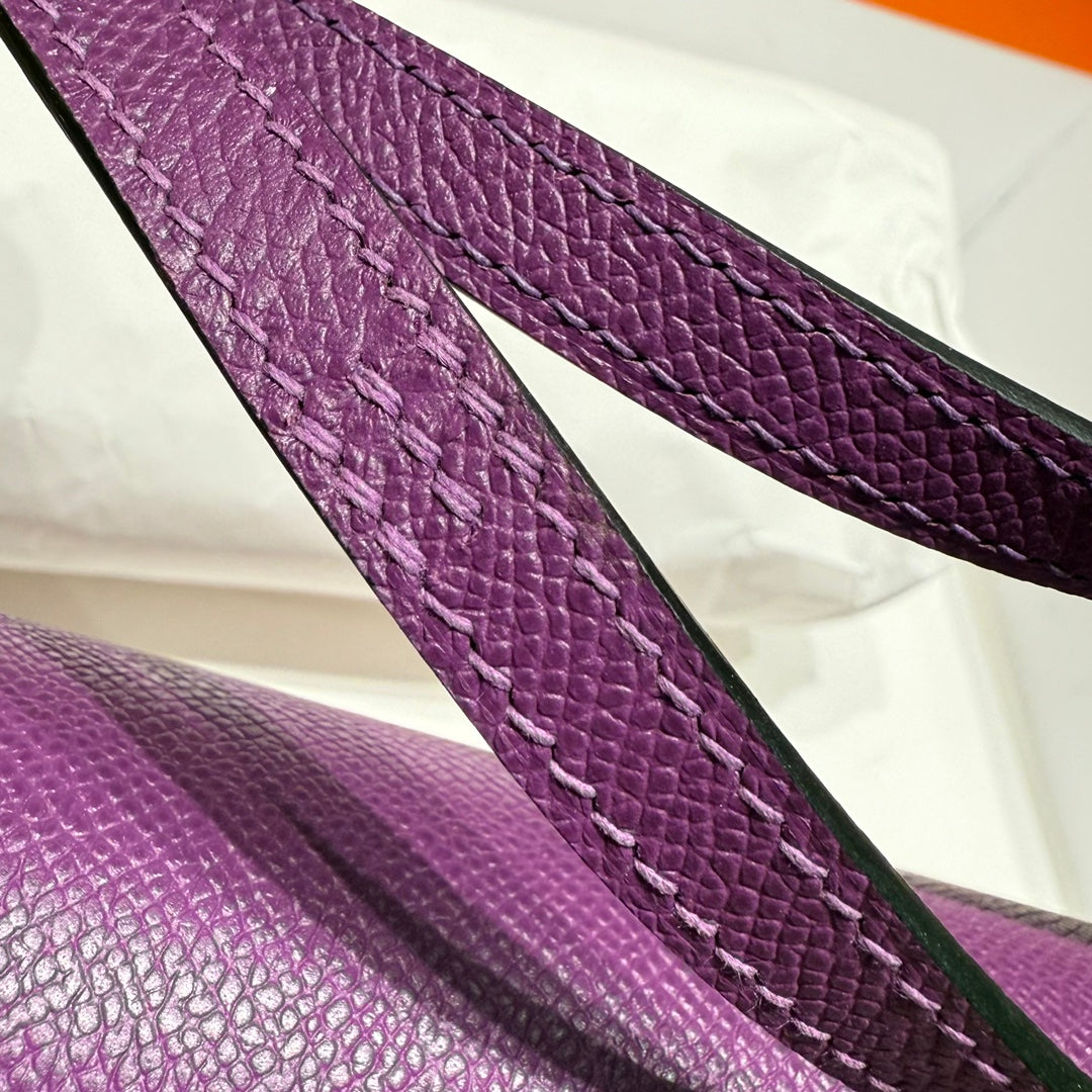 HM Constance Elan 24cm Bag Purple Epsom Leather Gold Hardware