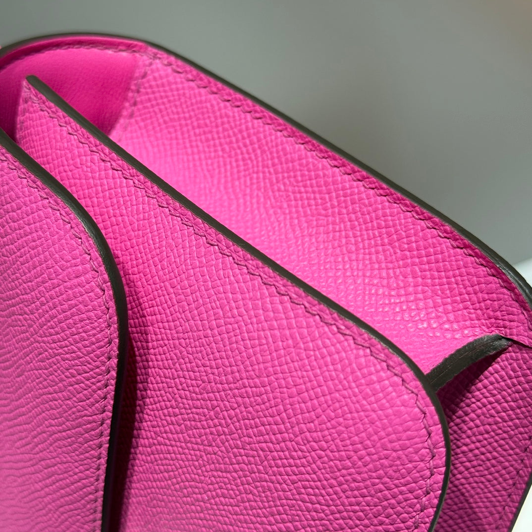 HM Constance Elan 24cm Bag Rose Tyrien Epsom Leather Silver Hardware