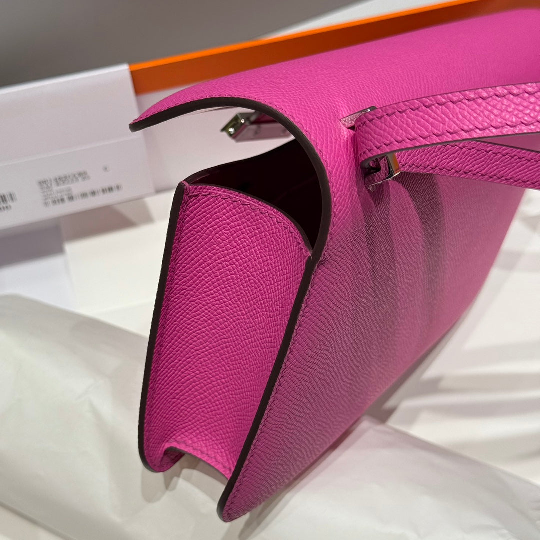 HM Constance Elan 24cm Bag Rose Tyrien Epsom Leather Silver Hardware