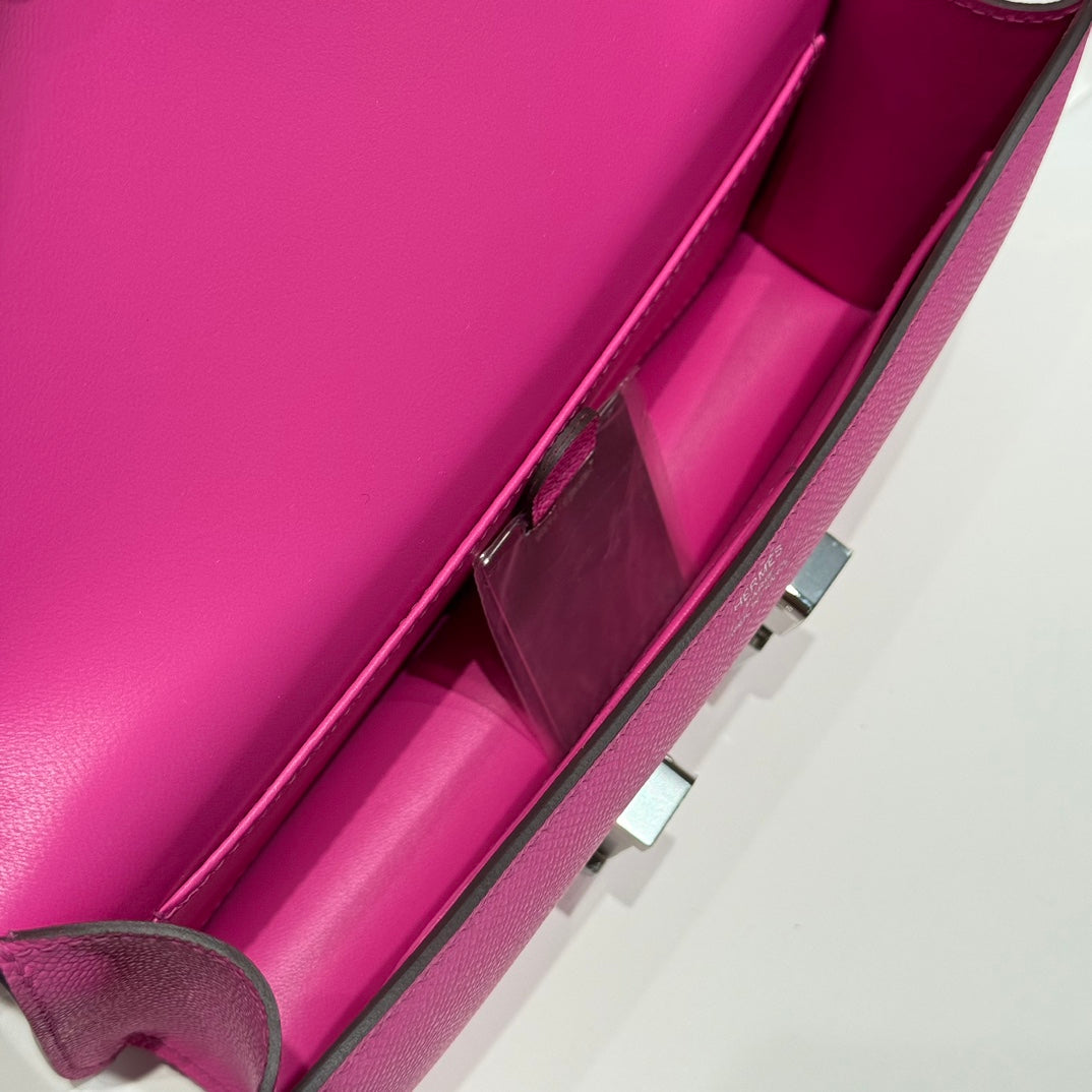 HM Constance Elan 24cm Bag Rose Tyrien Epsom Leather Silver Hardware