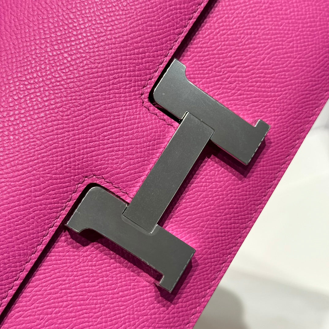 HM Constance Elan 24cm Bag Rose Tyrien Epsom Leather Silver Hardware