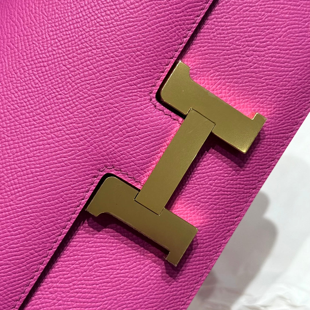 HM Constance Elan 24cm Bag Rose Tyrien Epsom Leather Gold Hardware