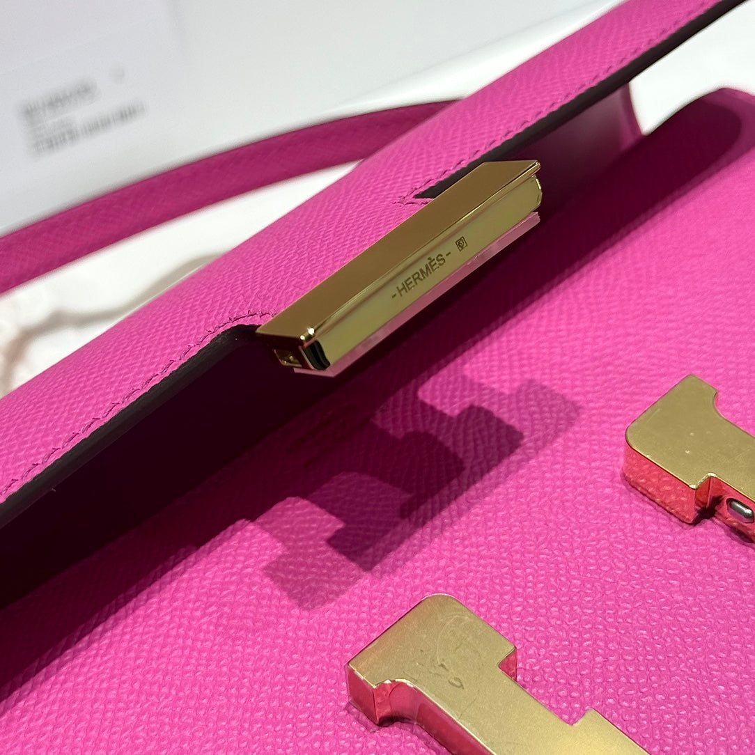 HM Constance Elan 24cm Bag Rose Tyrien Epsom Leather Gold Hardware