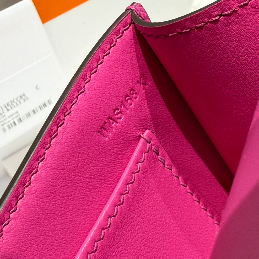 HM Constance Elan 24cm Bag Rose Tyrien Epsom Leather Gold Hardware