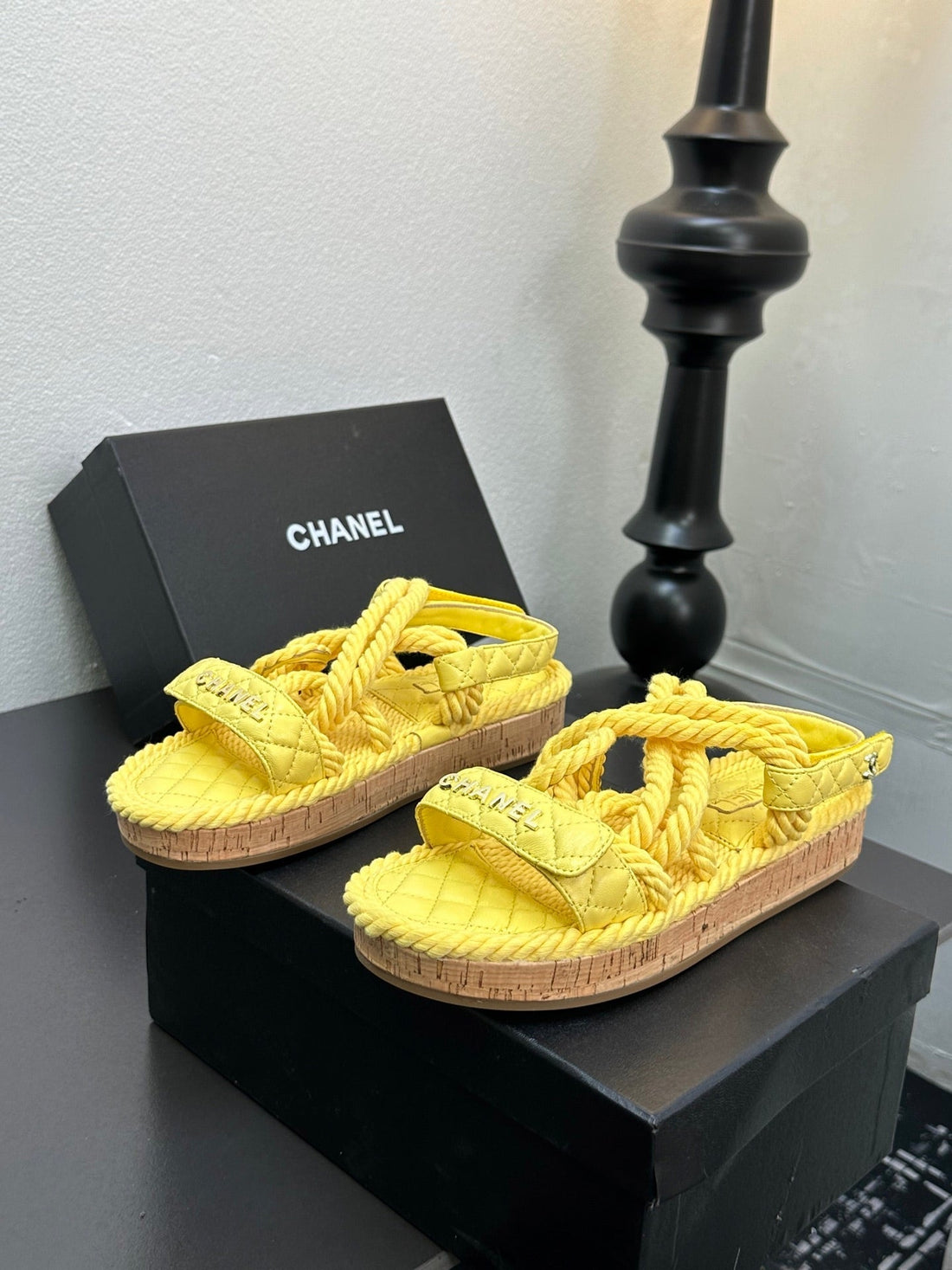 CC Sandals Yellow Rope Lambskin 331279