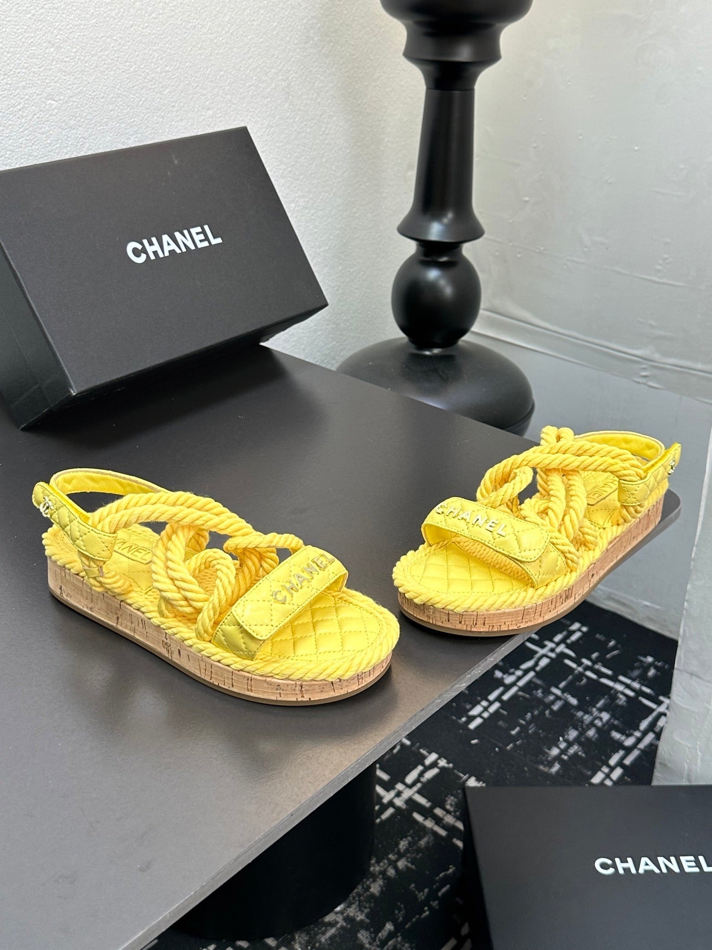 CC Sandals Yellow Rope Lambskin 331279