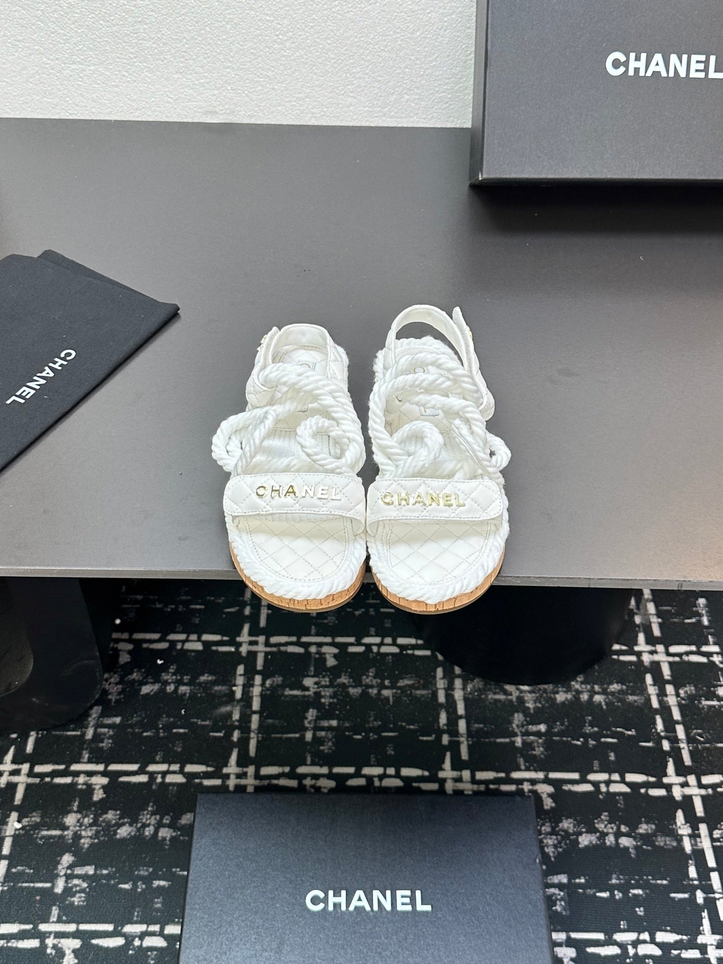 CC Sandals White Rope Lambskin 331280