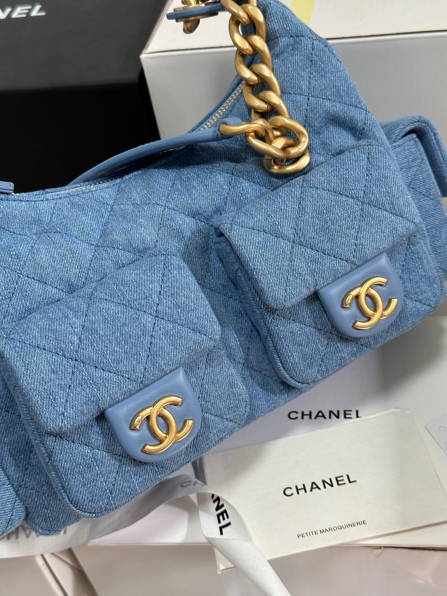 CC 25C Hobo 31cm Baby Blue Demin Gold Hardware 243565