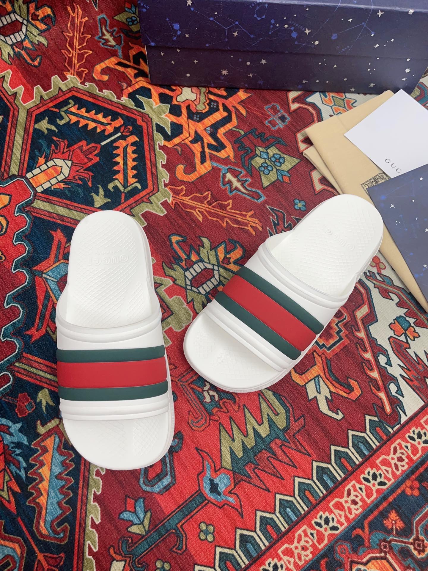 GG WEB SLIDE SANDAL WHITE RUBBER