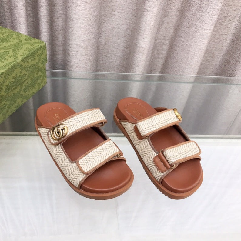 GG  Rubber Sole Logo Sandals Brown