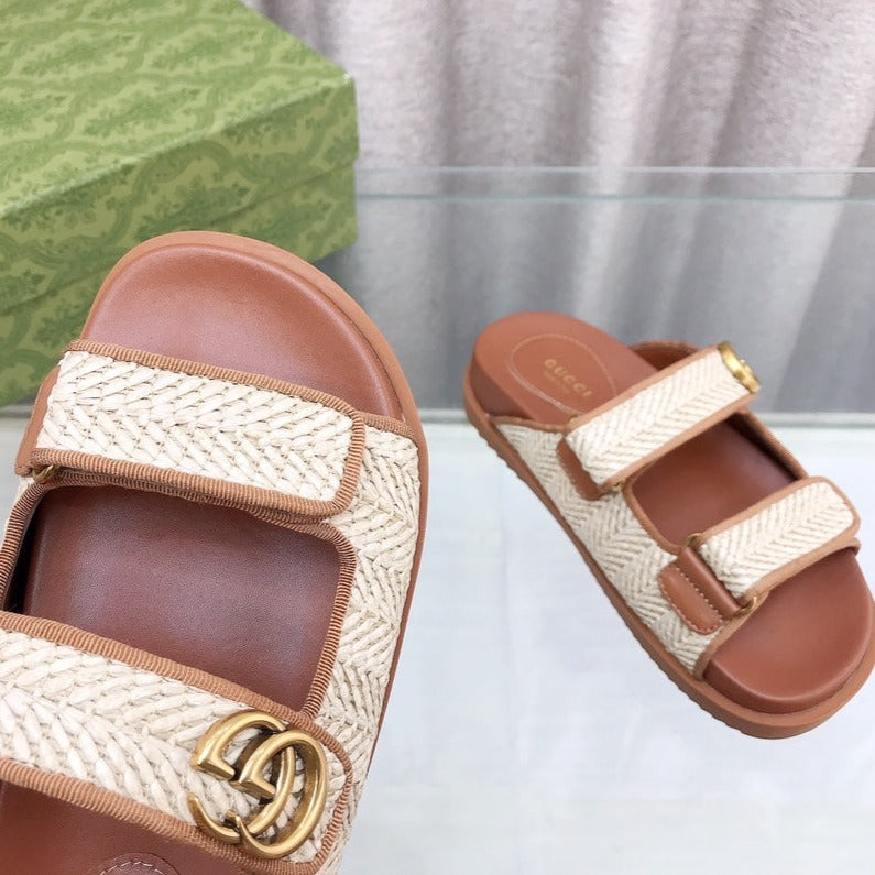 GG  Rubber Sole Logo Sandals Brown