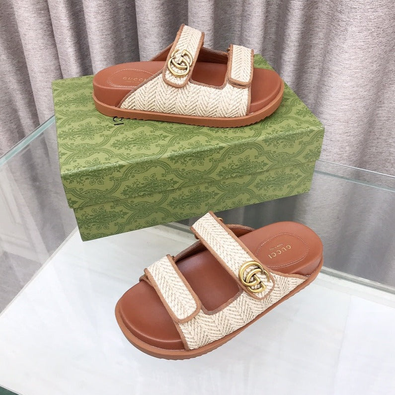 GG  Rubber Sole Logo Sandals Brown