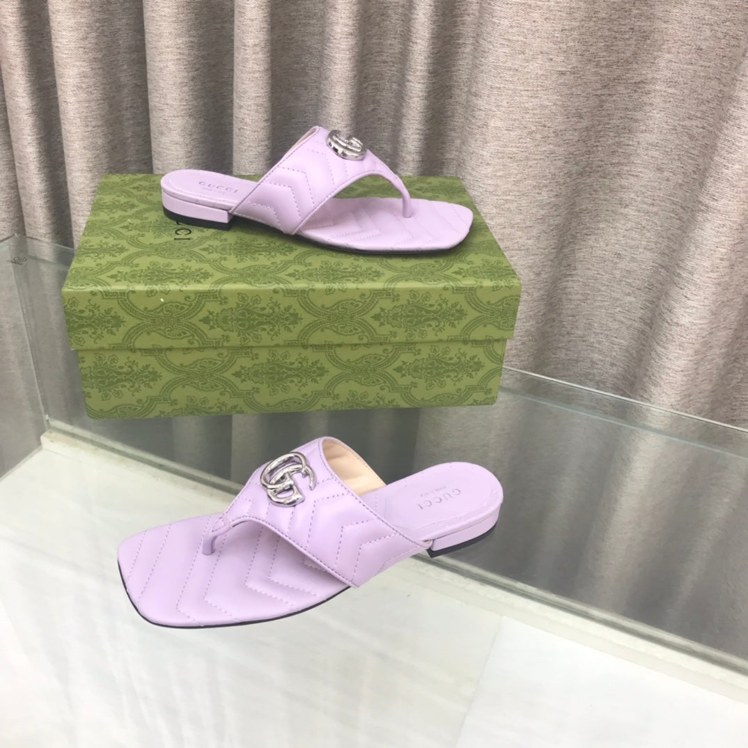 GG  marmont logo - embellished mattelasse leather sandal in purple