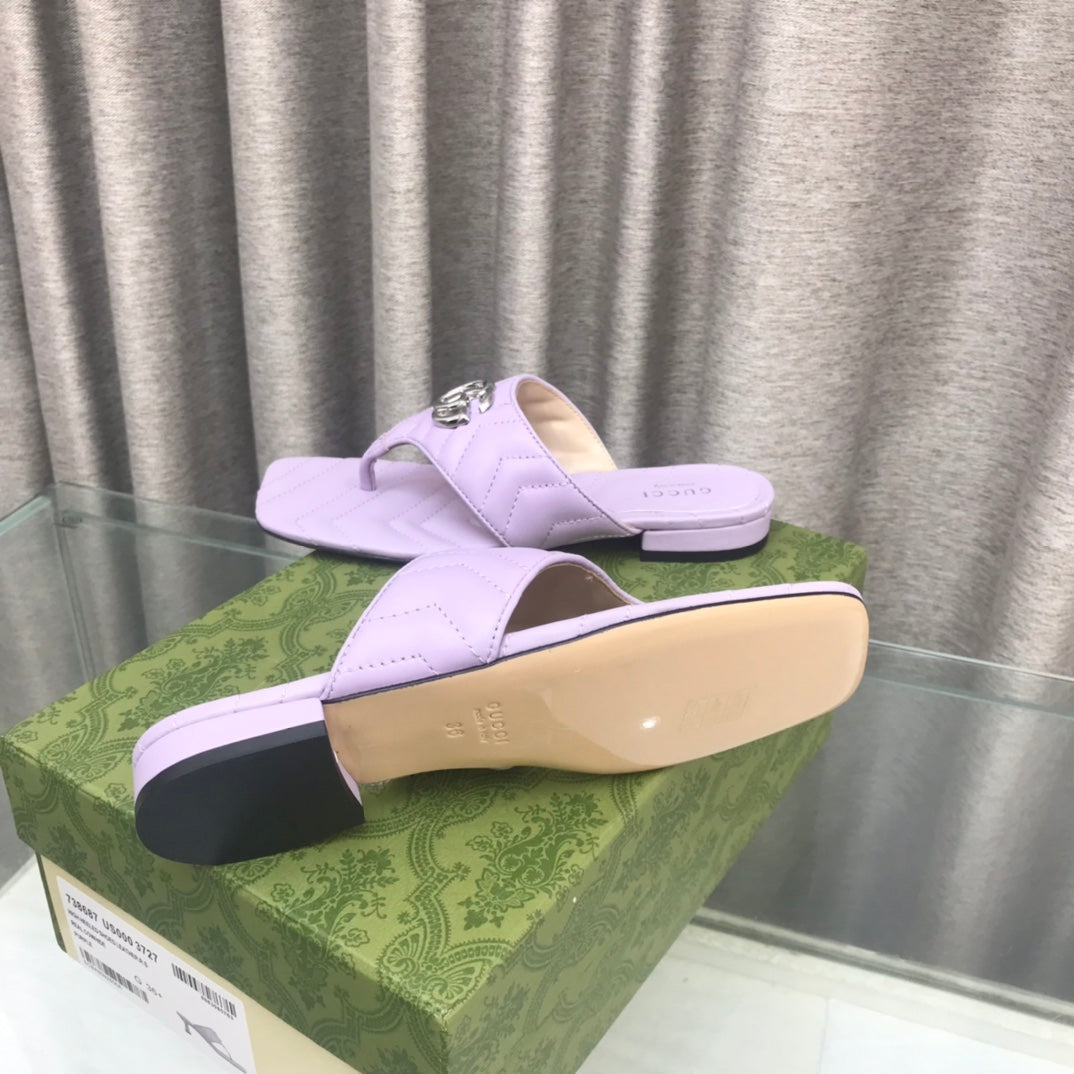 GG  marmont logo - embellished mattelasse leather sandal in purple