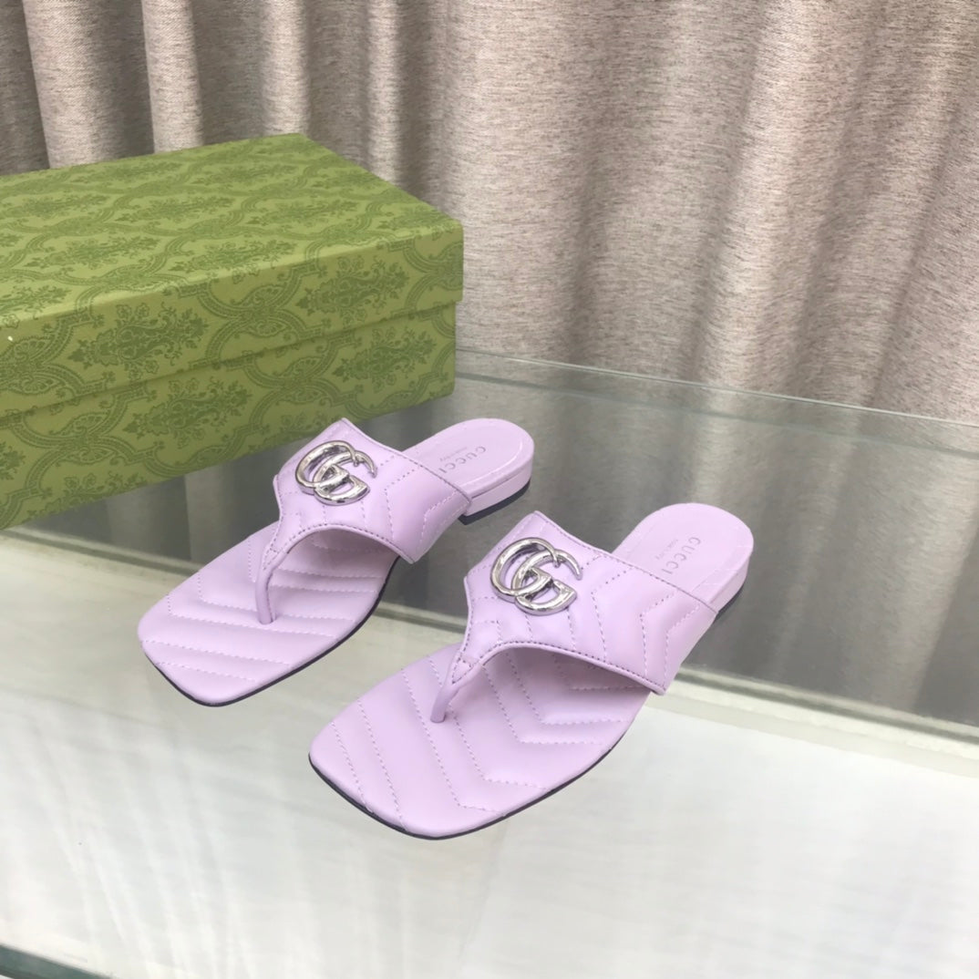 GG  marmont logo - embellished mattelasse leather sandal in purple