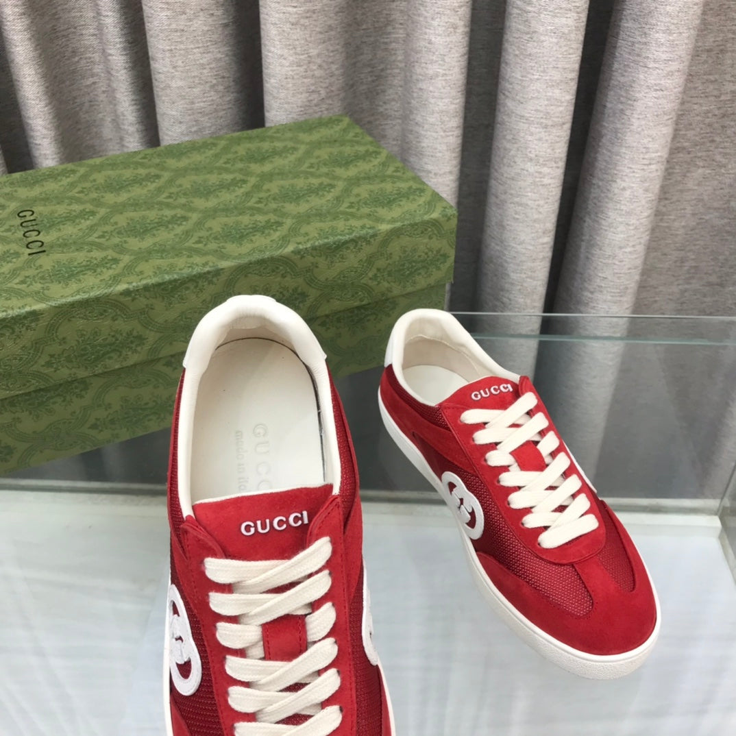 GG INTERLOCKING G SNEAKER CHERRY SUEDE