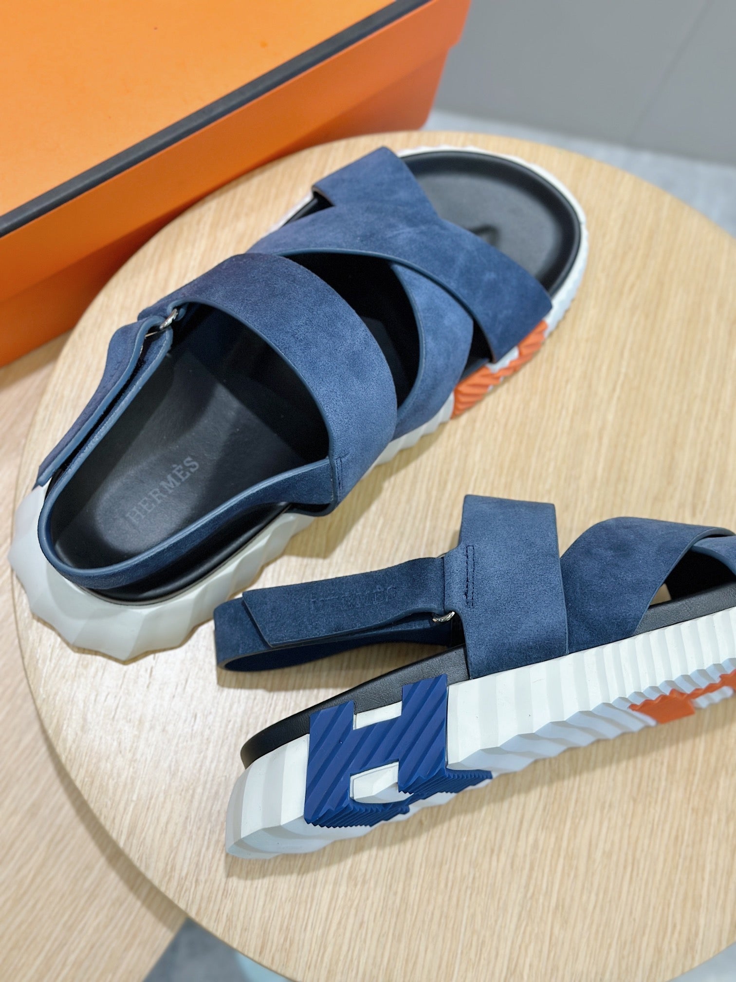 HM Men's Electric Sandals Navy Blue Suede 547690